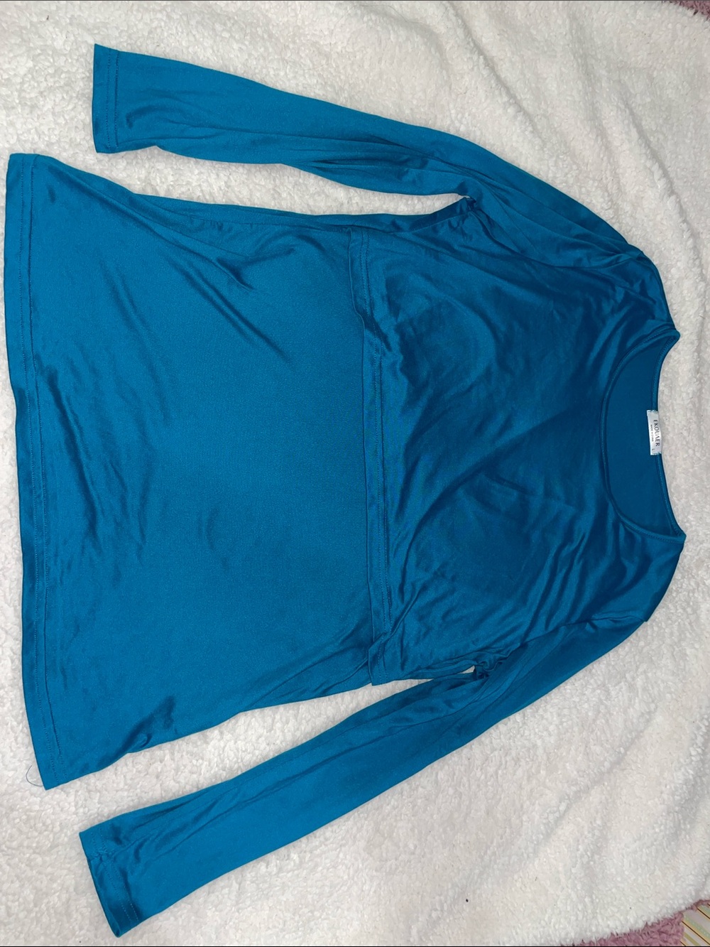 Ekouaer Teal Blue Maternity Nursing Top